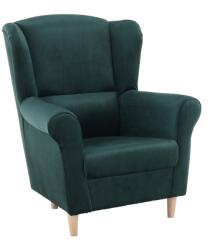 TEMPO KONDELA Füles fotel, szövet smaragd, CHARLOT - kondela