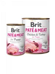 Brit paté & meat - csirkehús és pulyka kölyök konzerv 6x400g