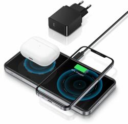 ESR Incarcator Wireless ESR Halolock 2 in 1, Magnetic MagSafe, Quick Chage 3.0, Incarcator retea si cablu USB-C incluse, Negru (4894240110867)