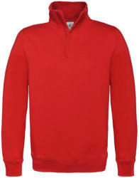 B&C Collection Uniszex pulóver hosszú ujjú B&C 1/4 Zip Sweat - WUI22 - 3XL, Piros