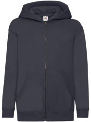 Fruit of the Loom Gyerek Pulóver Kapucnis Hosszú ujjú Fruit of the Loom Classic Hooded Sweat Jacket Kids - 140 (9-11), Mély sötétkék (navy)