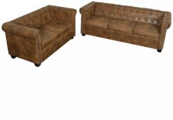 vidaXL Set canapele Chesterfield cu 2 și 3 locuri, maro (274322)