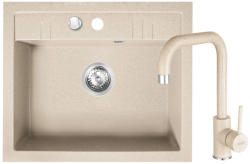 FERRO Set Chiuveta bucatarie Ferro Mezzo II 1 Cuva 580 x 480 mm NISIP si Baterie Ferro FREYA stativa bucatarie BRF42S