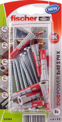 Fischer Duopower 8db 8x40 dübel, lencsefejű csavar (535480)