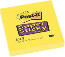 3M Notite adezive galbene Super Sticky Post-It® 76 mm x 76 mm 90 file/cub 3M 654-S (654-S)