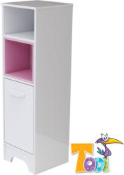  Todi Bianco keskeny nyitott polcos + 1 ajtós szekrény - bordázott fehér/pink
