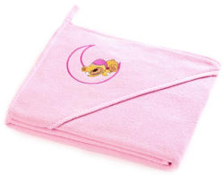  Kapucnis fürdőlepedő 100*100 cm - holdas maci rózsaszín - babyshopkaposvar