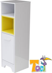  Todi Bianco keskeny nyitott polcos + 1 ajtós szekrény - bordázott fehér/sárga