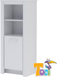  Todi White Bunny keskeny nyitott +1 ajtós szekrény (140 cm magas) - erezett fehér /magasfényű fehér