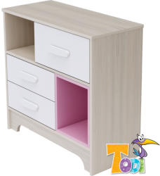 Todi Ice Cream 3 fiókos komód - woodline cream/pink - babyshopkaposvar