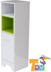  Todi Bianco keskeny nyitott polcos + 1 ajtós szekrény - bordázott fehér/zöld