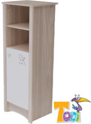  Todi Magic keskeny, nyitott polcos + 1 ajtós szekrény - szilfa/fényes fehér