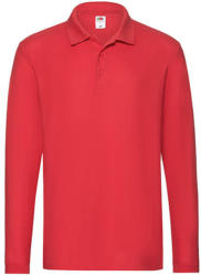 Fruit of the Loom Uniszex Galléros póló Hosszú ujjú Fruit of the Loom Premium Long Sleeve Polo - L, Piros