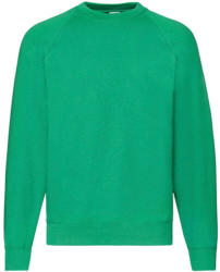 Fruit of the Loom Uniszex Pulóver Hosszú ujjú Fruit of the Loom Sweatshirt Raglan - L, Kelly zöld