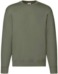 Fruit of the Loom Uniszex Pulóver Hosszú ujjú Fruit of the Loom Premium Set In Sweat - 2XL, Oliva zöld