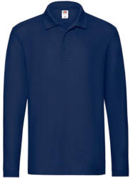 Fruit of the Loom Uniszex Galléros póló Hosszú ujjú Fruit of the Loom Premium Long Sleeve Polo - 3XL, Sötétkék (navy)