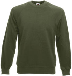 Fruit of the Loom Uniszex Pulóver Hosszú ujjú Fruit of the Loom Sweatshirt Raglan - L, Oliva zöld