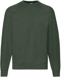 Fruit of the Loom Uniszex Pulóver Hosszú ujjú Fruit of the Loom Sweatshirt Raglan - M, Sötétzöld