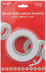 Daco Banda adeziva buretata dubla Daco BA318, 1.8 mm x 20 M (BA318)