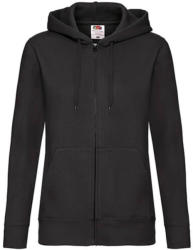 Fruit of the Loom Női Pulóver Kapucnis Hosszú ujjú Fruit of the Loom Premium Hooded Sweat Jacket Lady-Fit - XL (16), Fekete