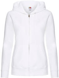 Fruit of the Loom Női Pulóver Kapucnis Hosszú ujjú Fruit of the Loom Premium Hooded Sweat Jacket Lady-Fit - XS (8), Fehér