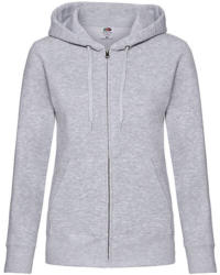 Fruit of the Loom Női Pulóver Kapucnis Hosszú ujjú Fruit of the Loom Premium Hooded Sweat Jacket Lady-Fit - S (10), Heather szürke