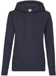 Fruit of the Loom Női Pulóver Kapucnis Hosszú ujjú Fruit of the Loom Classic Hooded Sweat Lady-Fit - XS, Mély sötétk