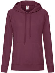 Fruit of the Loom Női Pulóver Kapucnis Hosszú ujjú Fruit of the Loom Lightweight Hooded Sweat Lady-Fit - XS, Burgund