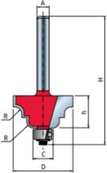Freud 38-FR Pro felsőmaró profil D: 38, 9x18, 3; H: 60, 3; A: 8; C: 9, 5; R: 6, 4; Z: 2 (38-30408)