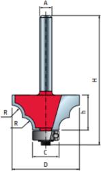 Freud 38-FR Pro felsőmaró profil D: 32, 7x15; H: 57, 2; A: 6; C: 12, 7; R: 5; Z: 2 (38-90008)