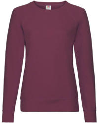 Fruit of the Loom Női Pulóver Hosszú ujjú Fruit of the Loom Lightweight Raglan Sweat Lady-Fit - XS, Burgundi vörös