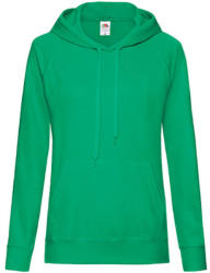 Fruit of the Loom Női Pulóver Kapucnis Hosszú ujjú Fruit of the Loom Lightweight Hooded Sweat Lady-Fit - XS, Kelly zöld