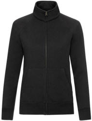 Fruit of the Loom Női Pulóver Hosszú ujjú Fruit of the Loom Lady-Fit Premium Sweat Jacket - XL (16), Fekete