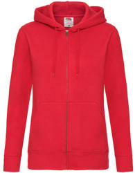 Fruit of the Loom Női Pulóver Kapucnis Hosszú ujjú Fruit of the Loom Premium Hooded Sweat Jacket Lady-Fit - S (10), Piros