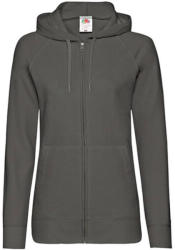 Fruit of the Loom Női Pulóver Kapucnis Hosszú ujjú Fruit of the Loom Lightweight Hooded Sweat Jacket Lady-Fit - XS, Világos grafitszürke