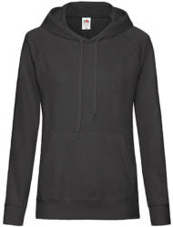 Fruit of the Loom Női Pulóver Kapucnis Hosszú ujjú Fruit of the Loom Lightweight Hooded Sweat Lady-Fit - XS, Fekete