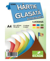 Ecada Hartie glasata autocolanta lucioasa ECADA, 6 culori (62906)