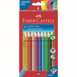 Faber-Castell Creioane Colorate Faber-Castell FC110912 Jumbo Grip, 12 culori + ascutitoare (FC110912)