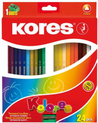 Kores Creioane Colorate Kores Triunghiulare , 24 Culori + Ascutitoare (KO93324)