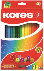 Kores Creioane Colorate Triunghiulare KORES KO93336 , 36 Culori + Ascutitoare (KO93336)
