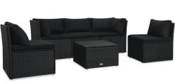 vidaXL Set mobilier de grădină cu perne, 4 piese, negru, poliratan (47811)