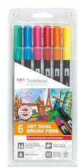 Tombow Маркер Dual Brush Pen 6 цвята