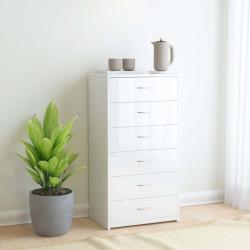 vidaXL Servantă cu 6 sertare, alb extralucios, 50 x 34 x 96 cm, PAL (800672) Comoda