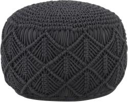 vidaXL Taburet puf macrame lucrat manual, antracit, 45x30 cm, bumbac (324003) Canapea