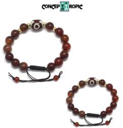  Bratara Carneol cu Agata Tibetana Dzi - Rotund - Butoias - Accesorii de GF - 1 Buc