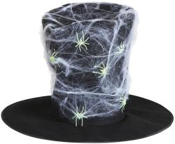  Maxi fekete cilinder pókhálóval, pókokkal átszőve halloweenre