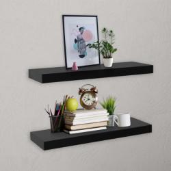 vidaXL Rafturi de perete suspendate, 2 buc. , negru, 40 x 20 x 3, 8 cm (288200) Raft