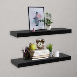 vidaXL Rafturi de perete suspendate, 2 buc. , negru, 60x20x3, 8 cm (288201) Raft