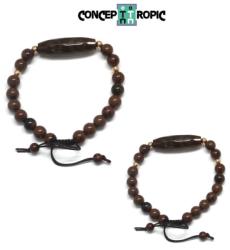  Bratara Obsidian Mahon cu Agata Tibetana Dzi - Rotund - Butoias - Accesorii Gold Filled -1 Buc