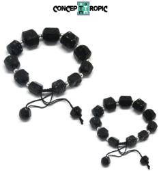  Bratara Turmalina Neagra Neregulata - 12-17 x 10-16 mm - Accesorii Argint 925 - 1 Buc